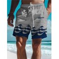 thumbnail image 1 of Waves Men's 3D Printed Board Shorts Swim Trunks Elastic Waist Drawstring Summer New Hawaiian Beach Style Letter Design Shorts, 1 of 5
