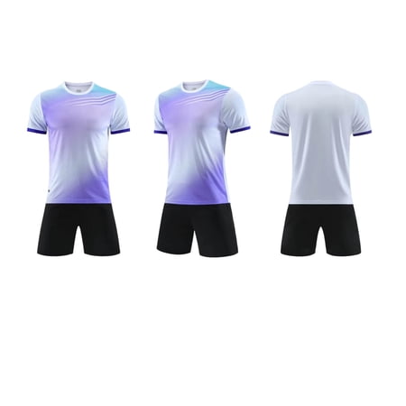 HAYIMI Child Boys Outfit Sets Gradient Unisex Short Sleeve T-Shirts Shorts For Training And Sports Athletes Teamwear Outfit For Kids Round Neck Clothing Sets White