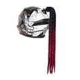 thumbnail image 3 of Trenzas para casco de moto, 60 cm, con gradiente de cola de caballo y rampa, para casco de moto Vino tinto negro, 3 of 9