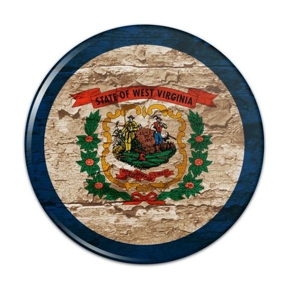 Rustic Distressed West Virginia State Flag Pinback Button Pin