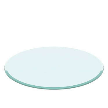 Resenkos 28" Round Tempered Glass Table Top Clear Glass 2/5" Thick Beveled Polished Edge, Living Room Tables, Modern Coffee Table Simple Center Tables for Living Room