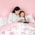 thumbnail image 4 of meiyoeat Pink Cute Flowers Full Size Comforter Sets For Girls,Kawaii Coquette Bowknot Bedding Comforter Set For Kids,Pink Reversible,3 Pieces, 4 of 7