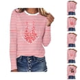 thumbnail image 1 of T-shirt à Manches Longues Rayé pour Femme Mardi Gras 2026, Col Rond, Carnaval, Blouse, 1 of 2