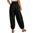 thumbnail image 4 of Bovemsi Women's Casual Pants Womens High Waist Wide Leg Palazzo Beach Loose Baggy Harem With Pockets Beach Trousers, 4 of 8
