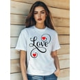 thumbnail image 1 of Camiseta con estampado de dibujos animados de amor y romance para mujer, de San Valentín, de moda, de manga corta y cuello redondo, informal, de verano, 1 of 6