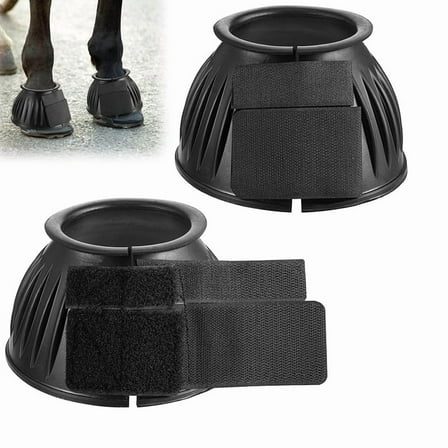 Horse Bell Boots Protect, Double Lock Horse Care Boots,Rubber Horse Boot No-Rub Bell Boots for Horses Quick Wrap Hook L