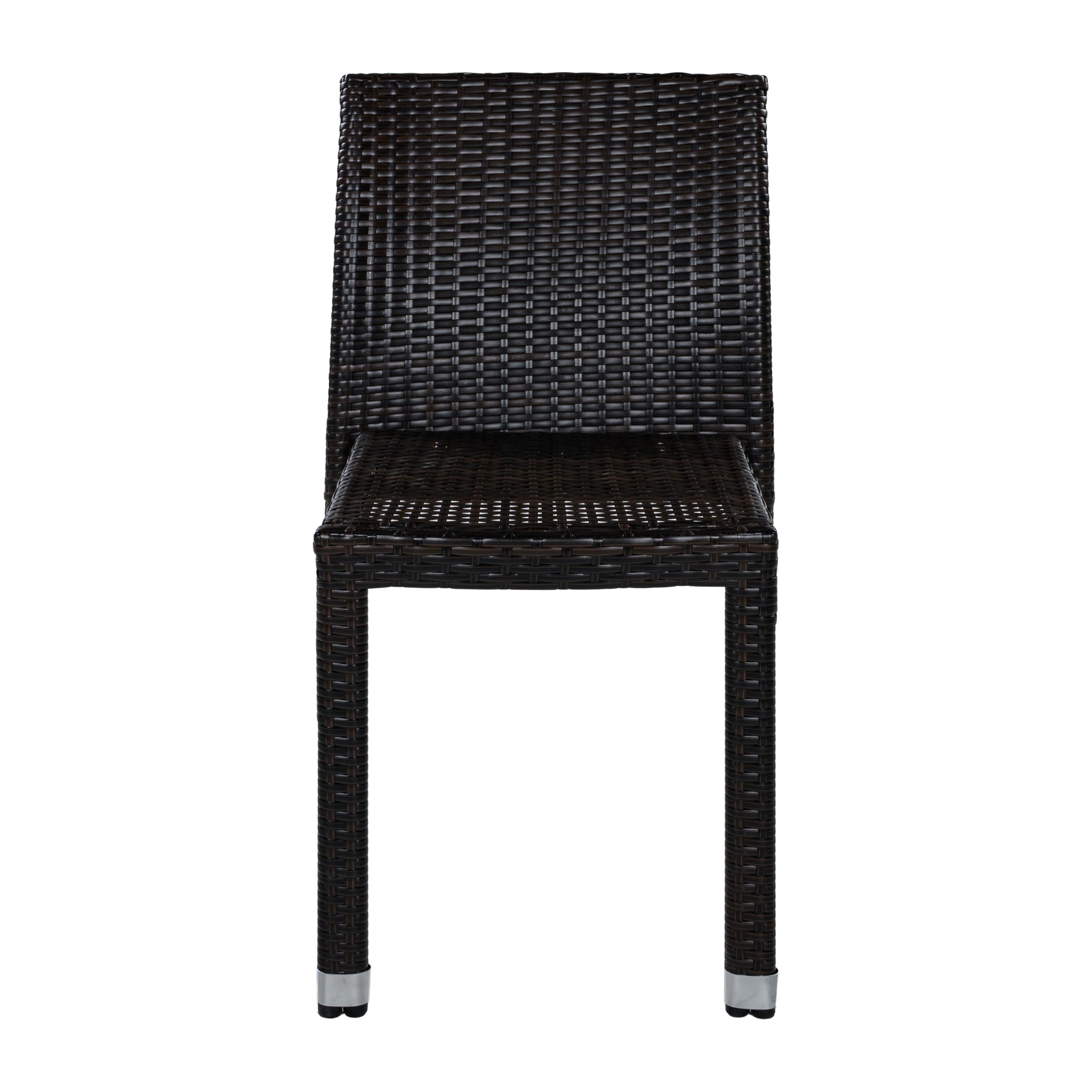 Christopher Knight Home Outdoor Handwoven Wicker Armless Dining Chairs, Dark Brown, Set of 4
