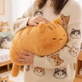 thumbnail image 3 of Crouching Cat Plush – Soft Ginger Cat Stuffed Animal with High-Elastic PP Cotton – Kawaii Cat Pillow for Relaxation, Nap, Home Decor – Yellow, 3 of 5
