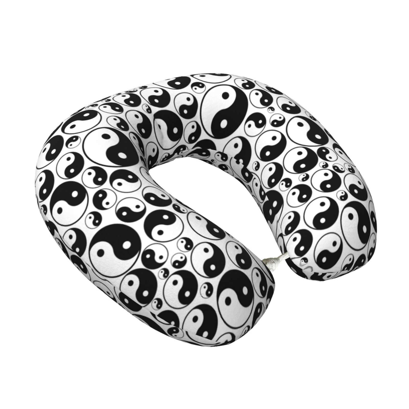 Xecao Yin And Yang Print Memory Foam Cervical Neck Pillow Versatile U-Shaped Pillows for Home,Office,Camping,Travelling,Soft Washable Cover