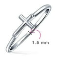 thumbnail image 4 of Bling Jewelry Womens Minimalist Thin 1MM Band Stackable Cross Midi Ring Gold Plated Sterling Silver, 4 of 6
