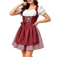 thumbnail image 4 of IWRICH Womens Oktoberfest 2 Piece Sets German Bavarian Dirndl Puff Sleeves with Apron Carnival Festival Halloween Party Dress Red XL, 4 of 5