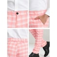 thumbnail image 6 of Unique Bargains Men's Plaid Regular Fit Flat Front Classic Elastic Waist Suit Pants 36 Pink, 6 of 6