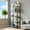 5 floors Black frame + brown board, variant on Arched Bookshelf 4 Tier, 72 Inch Tall Display Rack, Modern Wood Storage Shelf with Metal Frame, Narrow Bookcase for CDs & Decor, Large Bookshelf for Bedroom Living Room