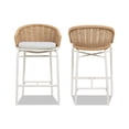 thumbnail image 3 of Pemberly Row 28" Wicker Back Outdoor Bar Stool Set of 2 in Wheat Beige, 3 of 11