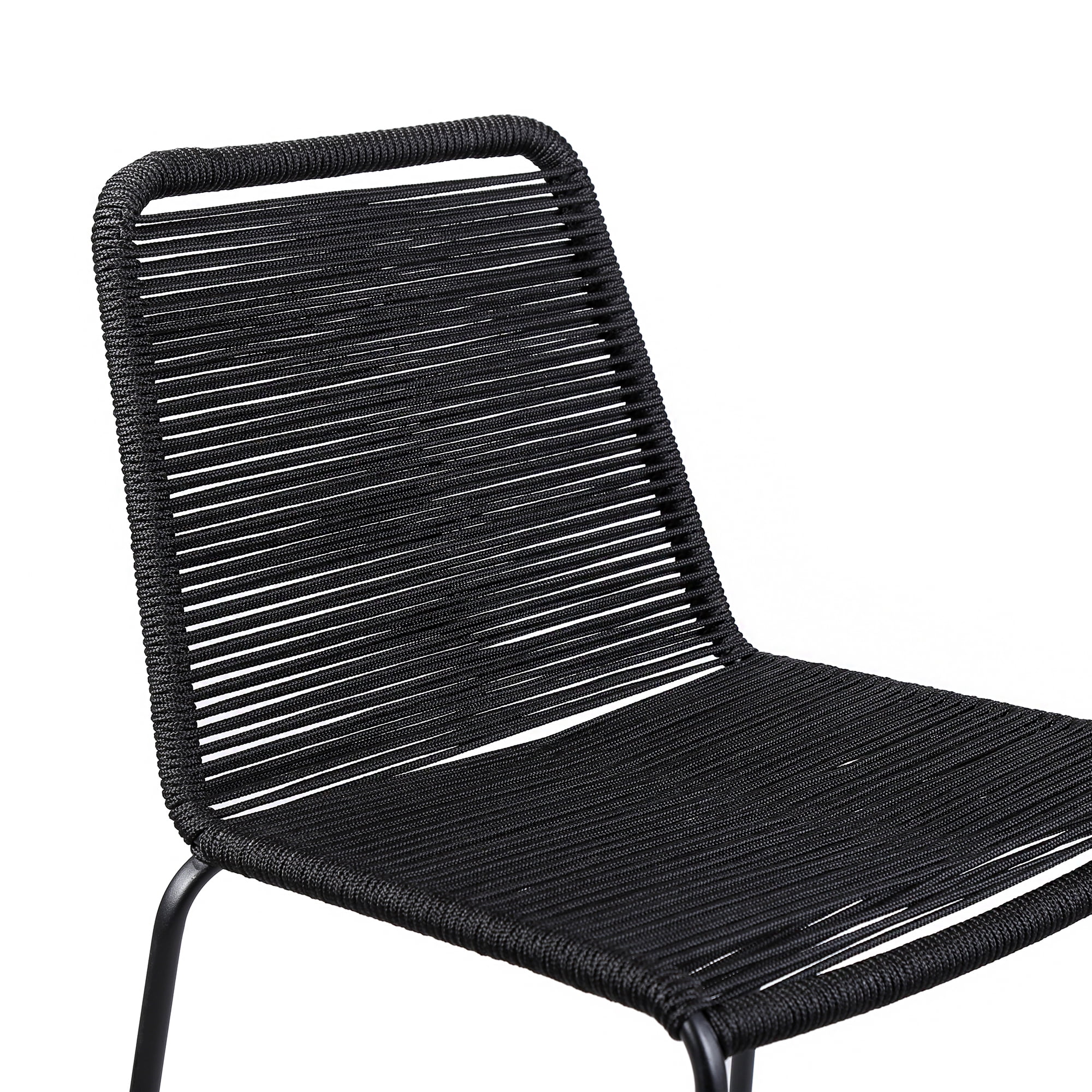 Shasta 26" Outdoor Metal and Black Rope Stackable Counter Stool - Set of 4