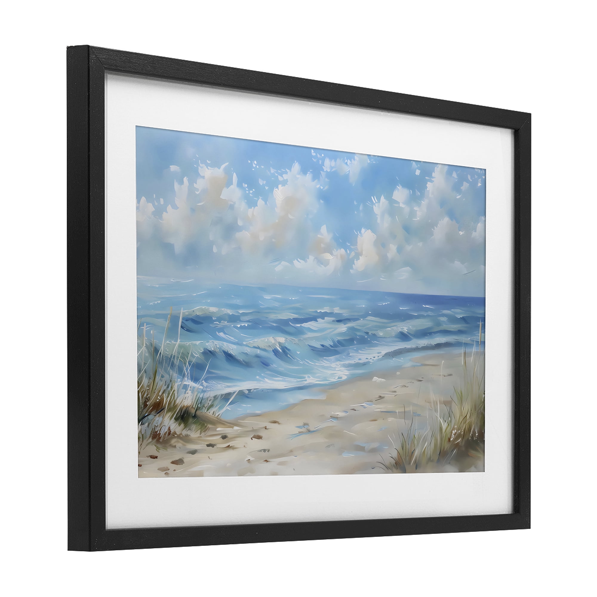 Stupell Industries Coastal Tranquility Horizon Black Framed Print Under Glass, design by Creative Studio