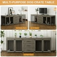 thumbnail image 6 of Wiilayok 94.5" Large Double Dog Crate Furniture, Wooden Double Dog Kennel Furniture with 3 Drawers and 4 Dog Bowl, Heavy Duty Indoor Furniture Style Dog Cage House(Grey), 6 of 8