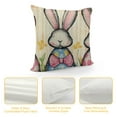 thumbnail image 4 of PRATYUS  Easter Bunny Three Rabbits Throw Pillow Cover, Bowknot Easter Eggs Flowers Cushion Case Decoration for Sofa Couch 12x12in, 4 of 5
