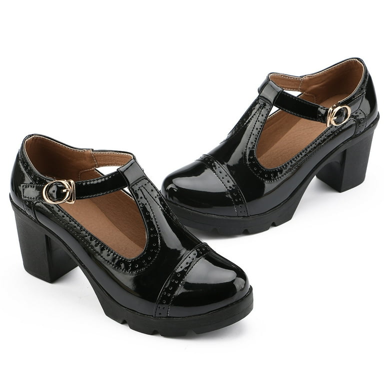 DADAWEN Women s Mary Jane Pumps Block Heel Platform Oxfords