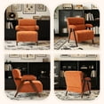 thumbnail image 4 of WRXELAN Accent Chair Mid Century Modern Living Room Chairs with Thick Cushion Comfy Upholstered Armchair Cozy Small Side Chairs for Reading Room -Orange 1pcs, 4 of 7