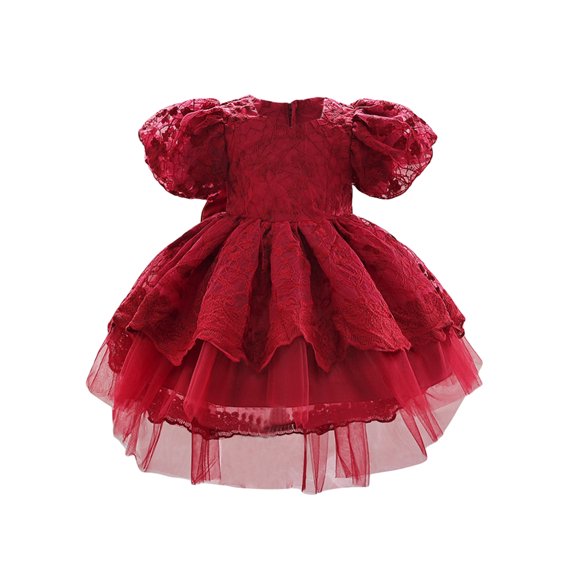 ZAXARRA Baby Girl Flower Dress Embroidered Fluffy Sleeves Tulle Short Dress Wedding Party Celebration Dress Ball Birthday Party Dress