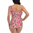 thumbnail image 5 of Picia French Bulldog Face Pattern Women's One Piece Swimsuits,One Shoulder Swimwear Asymmetric ,Ruffle Monokinis Bathing Suits,High Waisted Flattering Bathing Suits-Small, 5 of 8