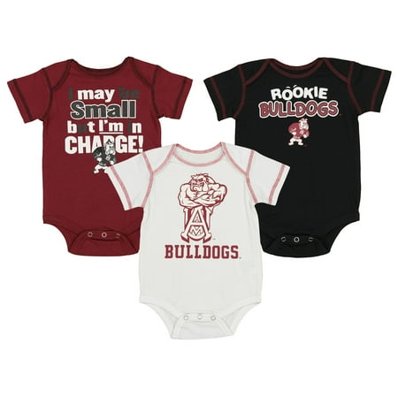 

Outerstuff NCAA Infants Alabama A&M Bulldogs 3 Pack Creeper Bodysuit Set