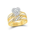 thumbnail image 2 of FB Jewels 10kt Yellow Gold His Hers Round Diamond Heart Matching Wedding Set 3/8 Cttw Size 10, 2 of 3