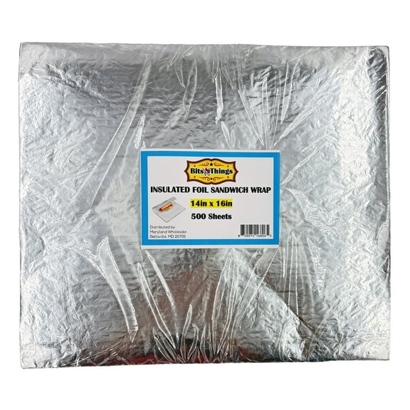 Bits N Things Insulated Foil Sandwich Wrap Sheets | 14" x 16" - Pack of 500