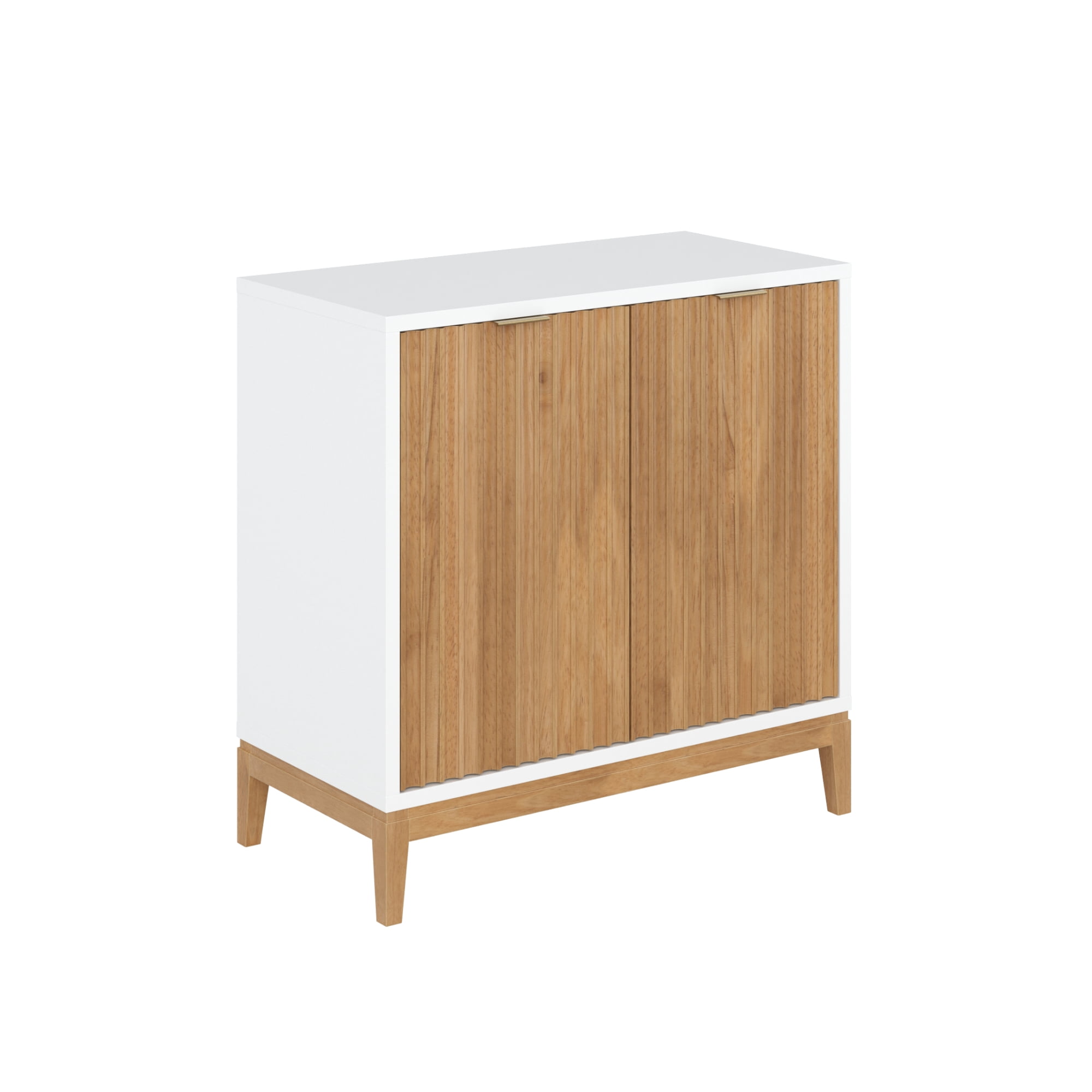 Nathan James Jasper Modern Sideboard, Kitchen Storage Cabinet with Fluted Doors, Accent Storage for Kitchen or Living Room, White/Warm Pine