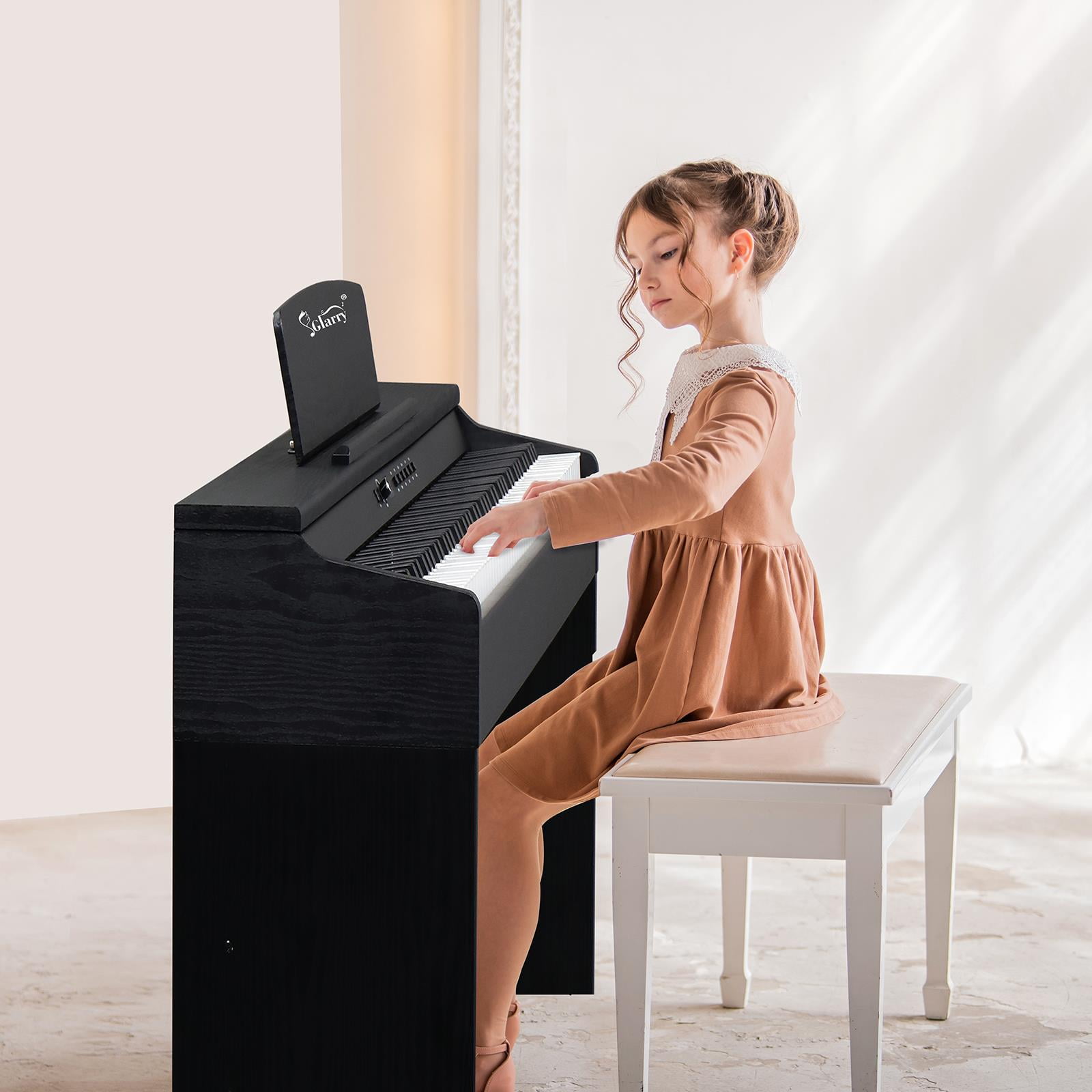 Glarry 88 Key Weighted Action Digital Piano, Electronic Keyboard Piano with Furniture Stand and Triple Pedals for Beginner Kids/Adults Beginner Digital Piano Black