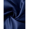 thumbnail image 5 of Navy Blue Satin Mini Dress With Puff Sleeves, Bow Neck, V-Neck Cutout And Ruched Waist, 5 of 7