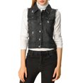 thumbnail image 3 of INSPIRE CHIC Women's Turn Down Collar Button Denim Washed Vest, 3 of 7