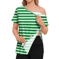 thumbnail image 2 of ASDFVBKG Post Shoulder Surgery Shirt for Women Tear Away Short Sleeve Tops After Rotator Cuff Shirt V Neck Chemo Port Adaptive Clothing Green 2XL, 2 of 4