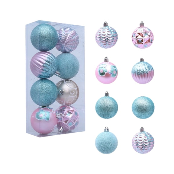 8PC Christmas Tree Balls Ornaments Decoration, Shatterproof Indoor Hanging Decor for Home Tree Wreath Party, Durable Plastic Balls for Xmas Holiday Display,2.3 Inch