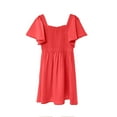 thumbnail image 4 of TQWQT Red Dresses for Girls Girls Ruffle Short Sleeve Sundress Smocked Dresses Kids Crewneck Size 10-12 Cute Basic Tween Girls T-Shirt Dress Trendy Summer T-Shirt Dress Red XL, 4 of 4
