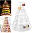 thumbnail image 1 of Soporte redondo de 10 niveles para torres de macarón de plástico, transparente, para tartas, expositor de postres para baby shower, fiesta de cumpleaños, boda, decoración de fiesta, 1 of 7