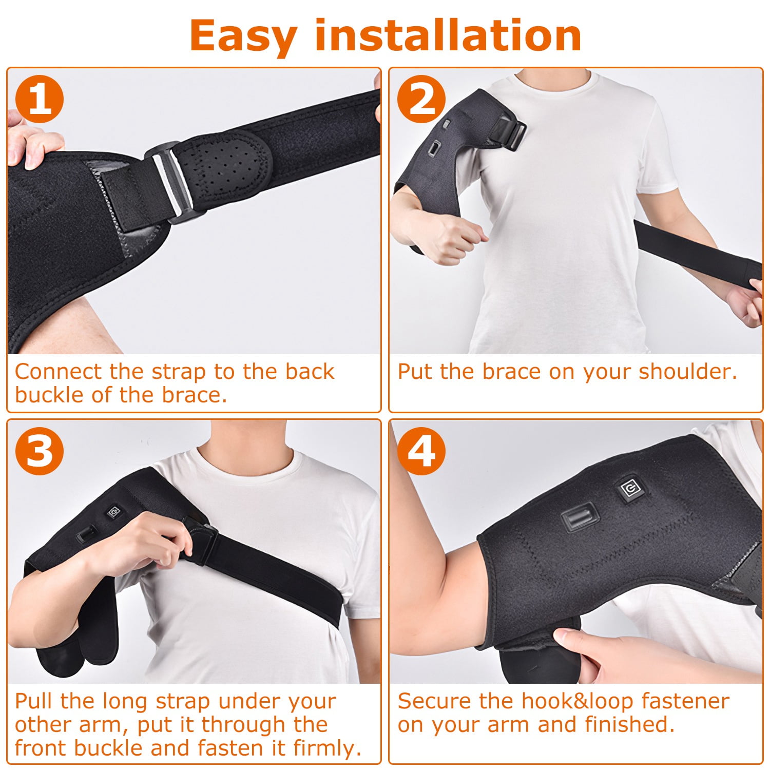 Heated Shoulder Brace, Teqhome Portable Heated Shoulder Wrap Pad Brace Support Therapy Belt, Electric Heating Pad Heating Wrap for Shoulder Muscle
