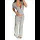 thumbnail image 3 of Conjunto de 2 Piezas A Rayas para Mujer, Camiseta de Corta, Pantalón , Conjunto de Estar por Casa A Juego con Bolsillos. y Negro L, 3 of 10