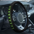 thumbnail image 1 of FH Group Genuine Leather Lace-Up Steering Wheel Cover - Green, 1 of 5