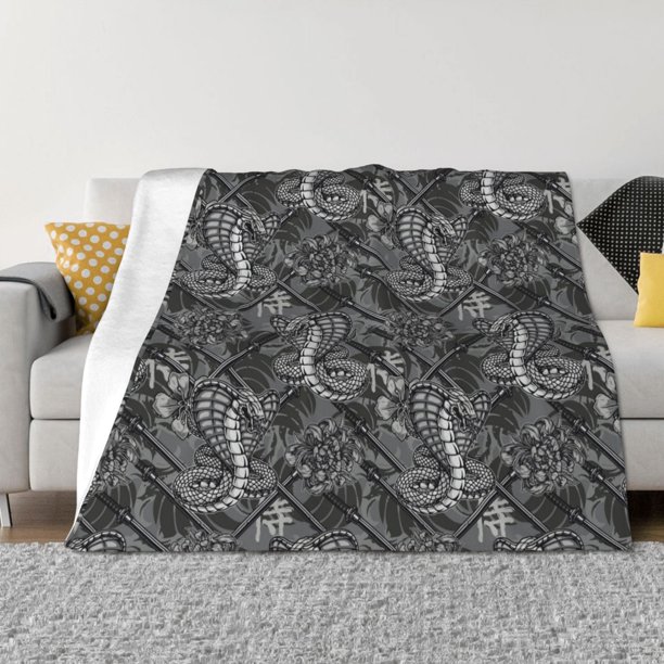 Balery Snake Manta de Franela con Dibujo, Lujo Ultra Suave y Cálido, Antipelusa y Resistente a las Arrugas para Cama, Sofá, Camping -50"x40"