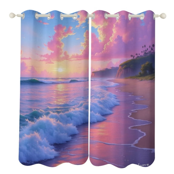 Sunset Beach Paradise 2 Panels Curtains for Bedroom Living Room Drapes Kitchen Window Curtain Home Decor