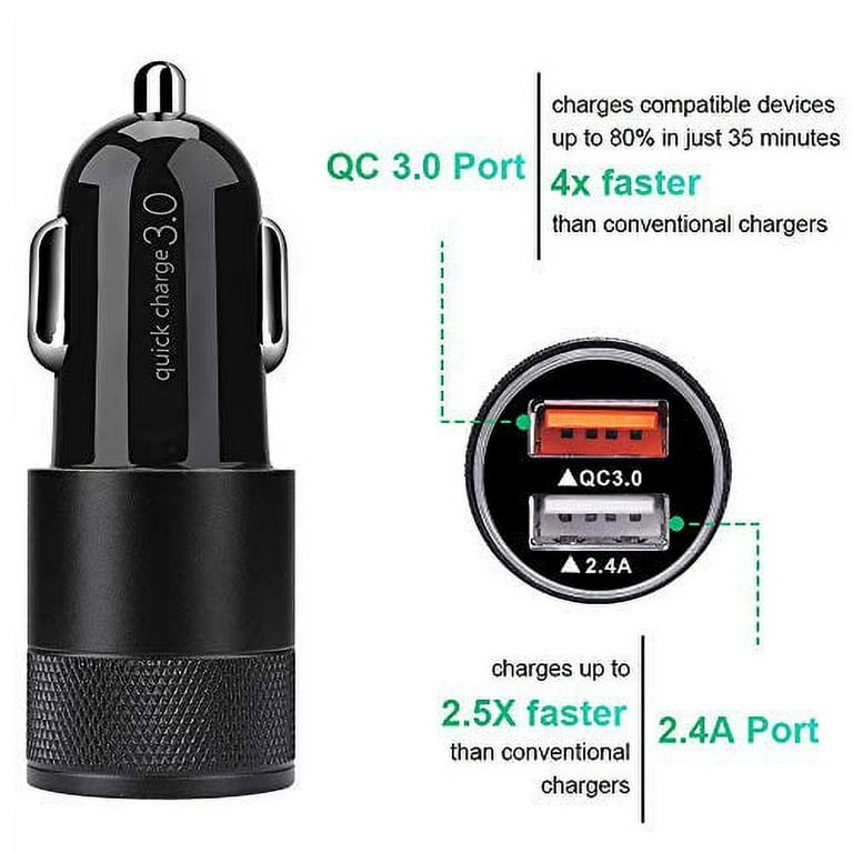 Fast Car Charger, Quick Charging 5.4A/30W Phone USB Car Charger Adapter  Rapid Plug 2 Port Cigarette Lighter Charger Flush Compatible Samsung Galaxy  S21 S20 Ultra S10e S10 S9 S8 Note, iPhone, iPad 
