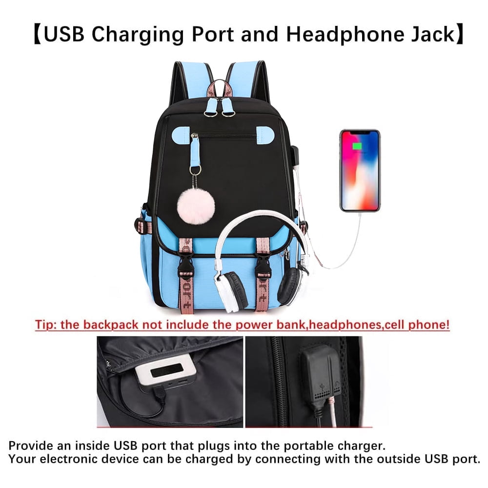 SANMADROLA School Backpack Bookbag, Heavy Duty Backpack 21L Schoolbag Bookbag with USB Charge Port