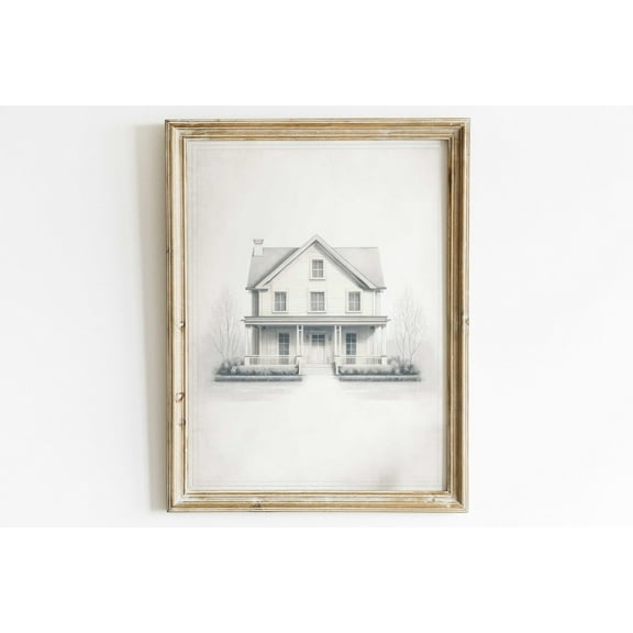 Country House Print, Minimalist Vintage Art, Modern Farmhouse Art, Country Wall Decor, Beautiful House Wall Art, Farmhouse Decor Wall Art, Modern Wall Decor, 8x12 UNFRAMED