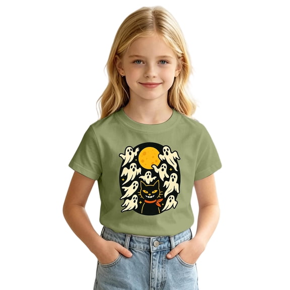 Yuncity Boys Girls Tshirts Cute Halloween Graphic Print Tees Summer Fall Casual Short Sleeve Outdoor Activities Tops Size 2-3 Years