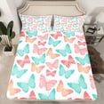 thumbnail image 2 of Homewish Colorful Butterflies 4 Pieces Queen Sheet Sets For Children Kids Teens,Dreamy Princess Ultra Soft Flat Sheet,Pink Teal Queen Fitted Sheet,Luxury Bedroom Decor, 2 of 7