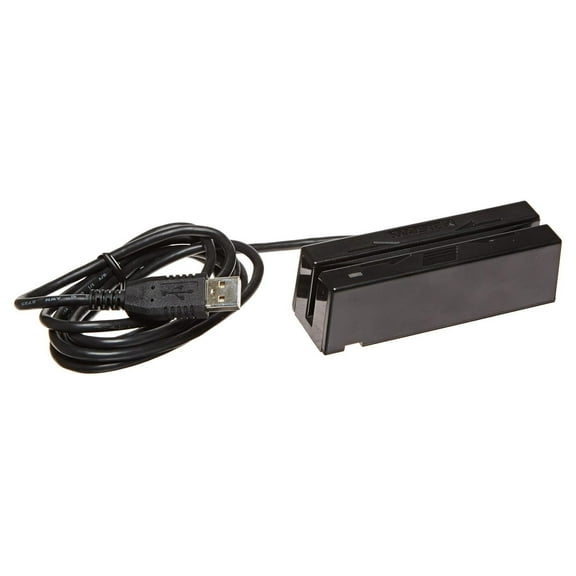 21040145 SureSwipe Dual Head Triple Track Magnetic Stripe Card Reader with 6' USB Interface Cable, 60 in/s Swipe Speed, 5V, Black