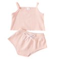 thumbnail image 2 of Newborn Baby Shorts Suit  Sling Plain Color Ribbed Camisole Tops+High Waist Triangle Short Pants, 2 of 10