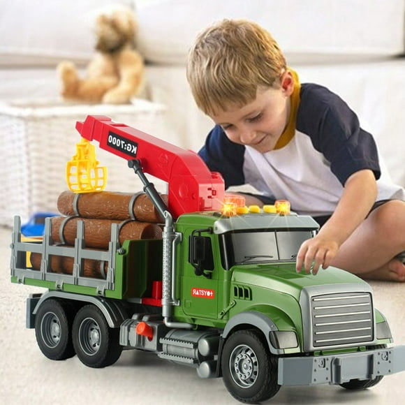 CUITING Big Tow Truck Toys with Crane for Boys Age 3-7  Logging Truck with Music and Lights for Kids Age 8-12  for Kids with a Passion for Farm Toys